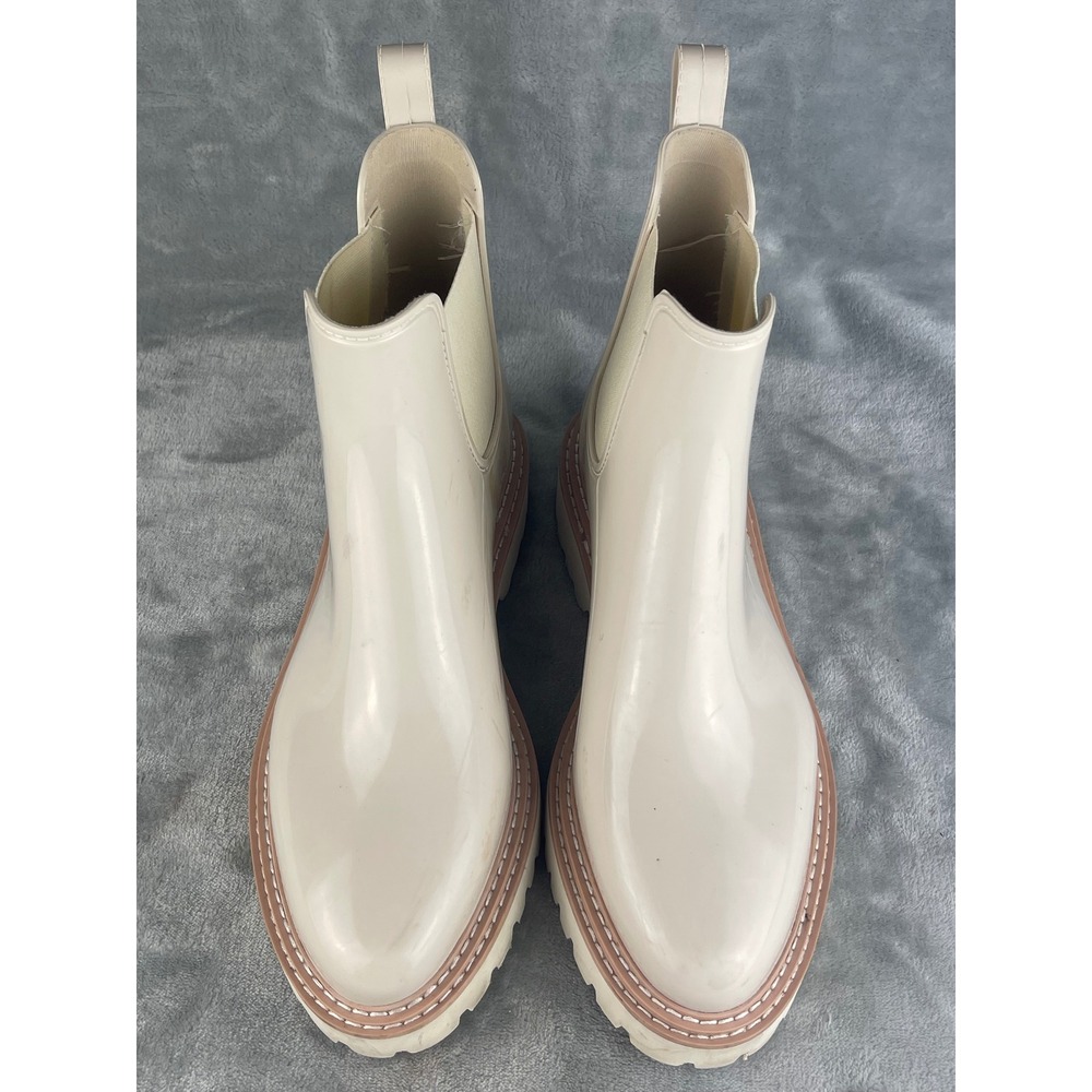 Dolce Vita Rain Boots Women 11 Cream Good Glossy Lug Sole Chelsea Waterproof - Picture 3 of 8